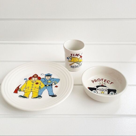 Fiesta RARE Vintage Hometown Heroes 3 Piece Childs Place Setting New With Box - Picture 4 of 13